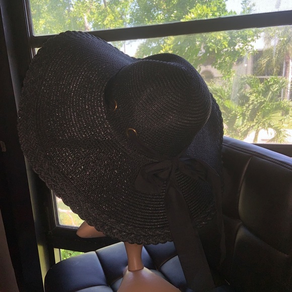 Black is Beautiful WideBrim Hat with Bow - Picture 8 of 9